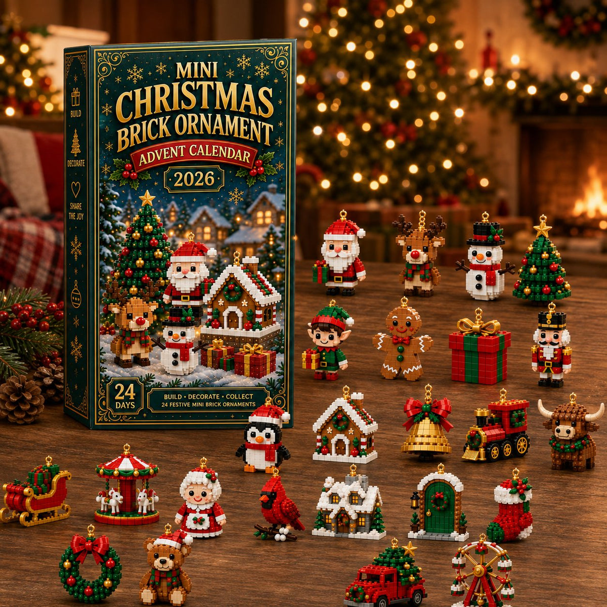 🧱 Last day to save 49% – ⏳24-Day Mini Christmas Ornament Advent Calendar | 24 unique festive buildable designs with hanging loops—perfect for decorating Christmas trees, wreaths, and holiday displays(upsell)