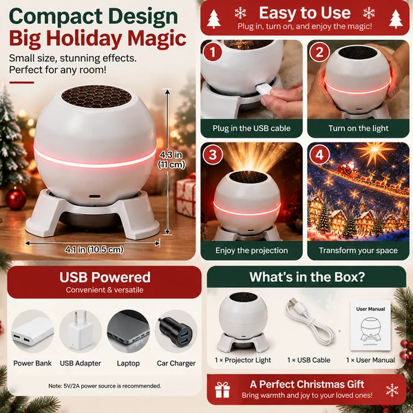🆕💡🌲Turn Any Room Into a Christmas Wonderland –⏳ Holiday Projection Night Light