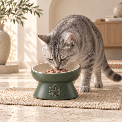 Avernoza® Contour Elevated Ceramic Cat Bowl