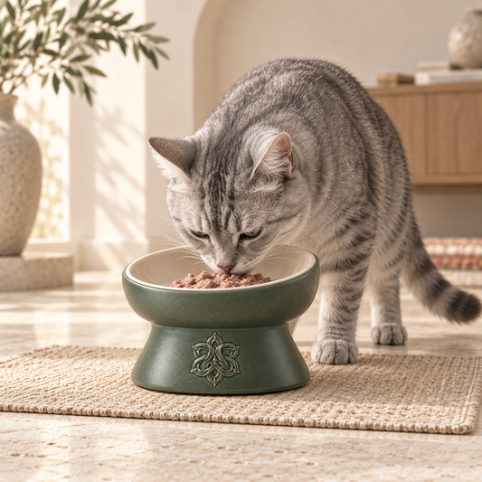 Avernoza® Contour Elevated Ceramic Cat Bowl
