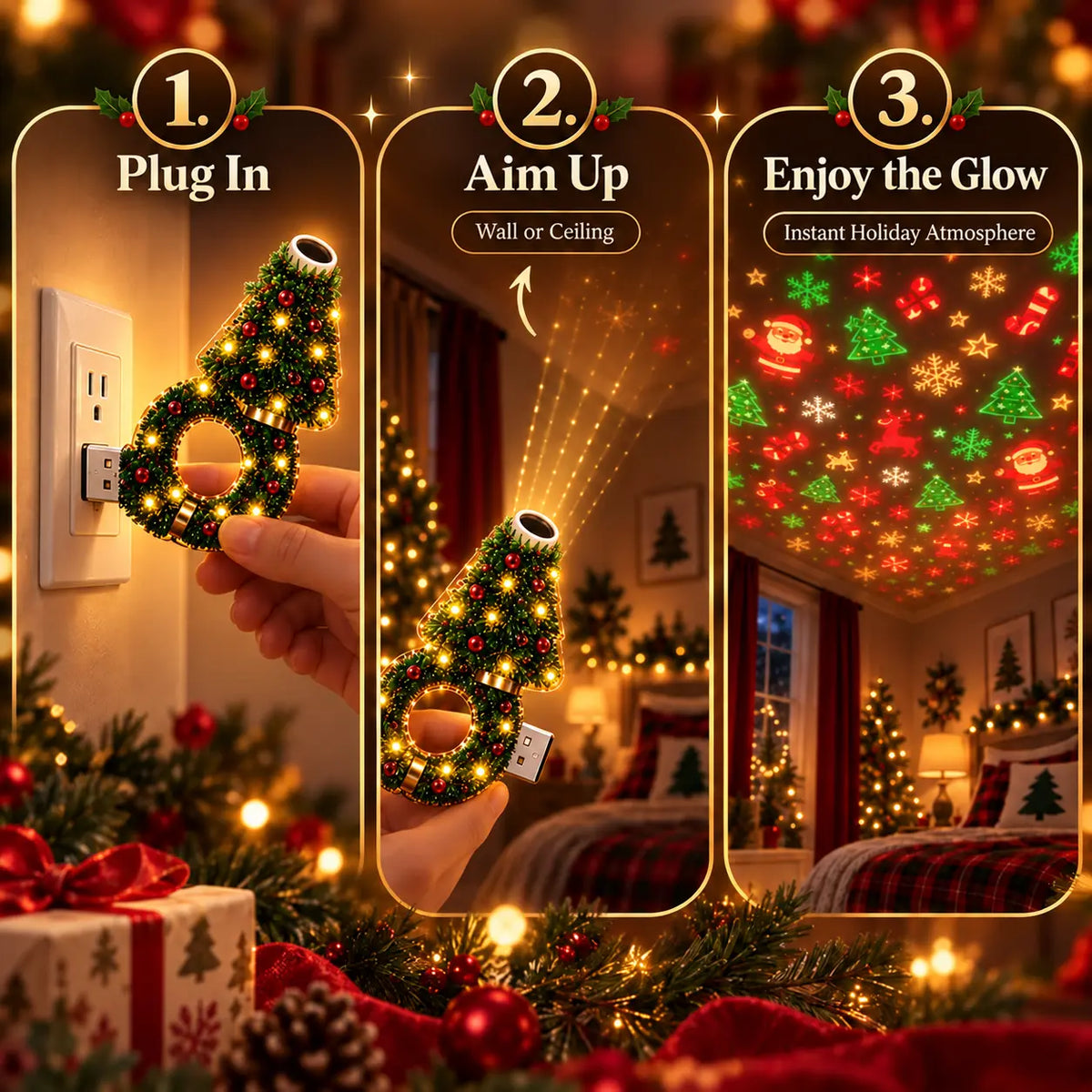 🎄🎃2026 New USB Plug-In Christmas Projector Night Light
