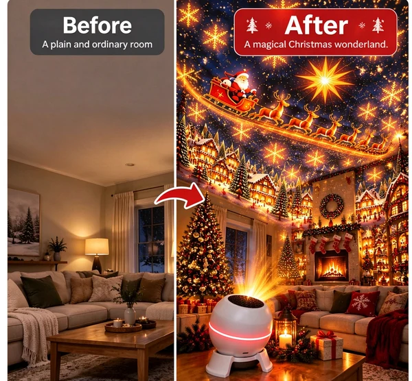 🆕💡🌲Turn Any Room Into a Christmas Wonderland –⏳ Holiday Projection Night Light