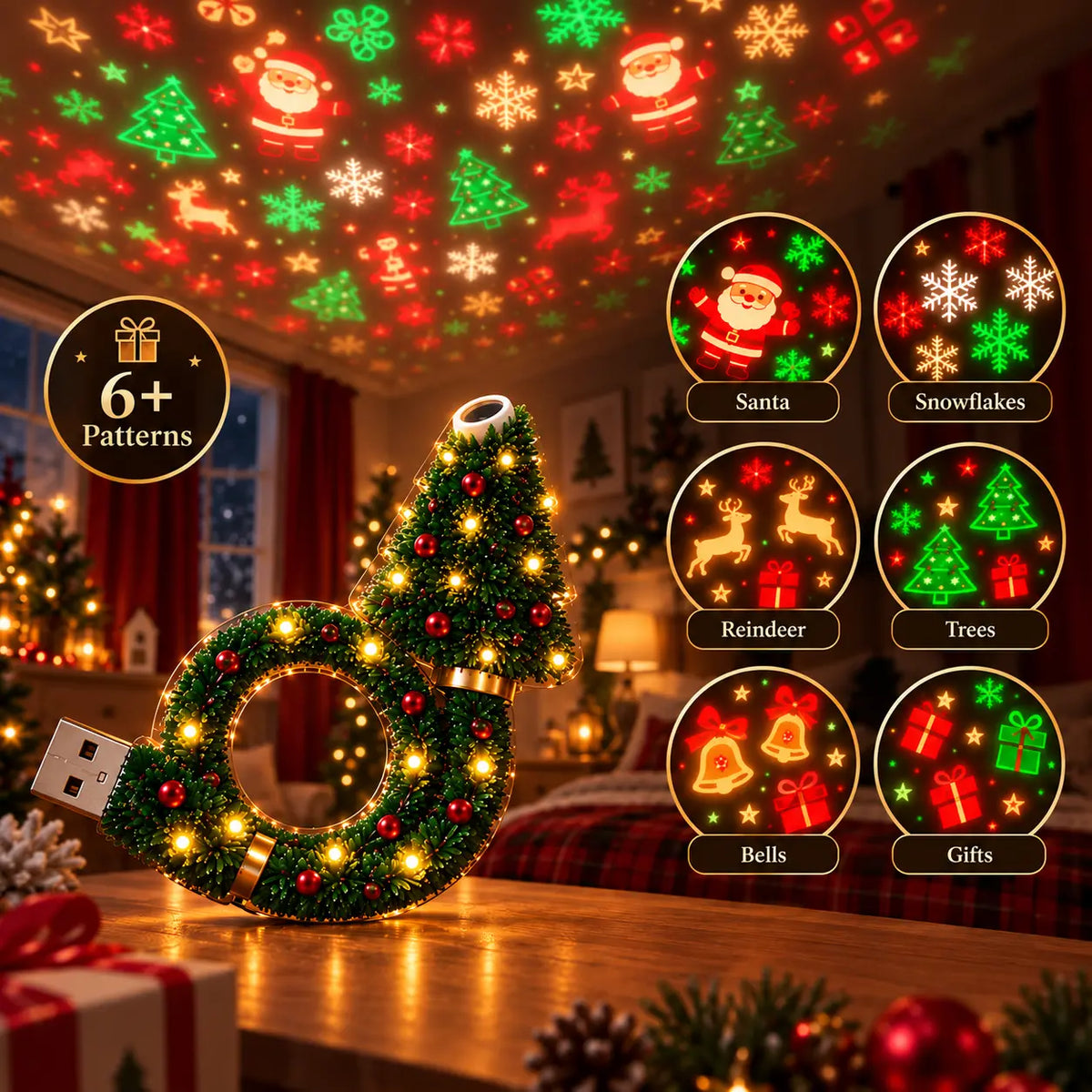 🎄🎃2026 New USB Plug-In Christmas Projector Night Light