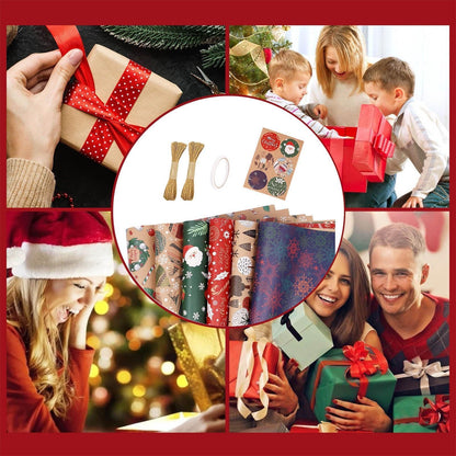 Christmas Wrapping Paper Set - 6 Rolls Holiday Gift Wrap Paper with Festive Designs for Gifts, Parties, DIY Crafts & Home Decor