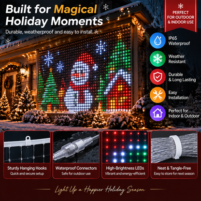 🎄📱LAST DAY 49% OFF -🔥 Smart RGB Pixel LED Curtain Lights | App-Controlled Dynamic Holiday Light Show for Outdoor Home Decoration