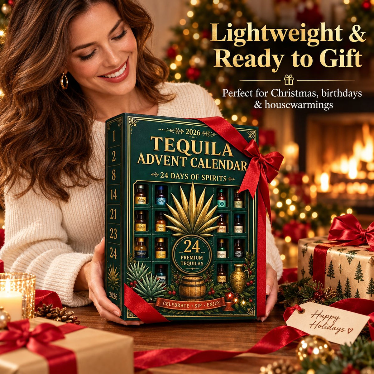 🌲🍸24-Day Mini Tequila Bottle Advent Blind Box for Holiday Celebration,🎁Bar Table Decor, Collector Gift & Family Countdown