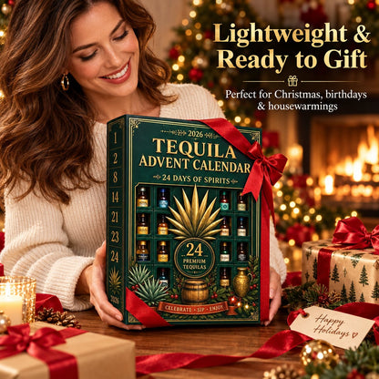 🌲🍸24-Day Mini Tequila Bottle Advent Blind Box for Holiday Celebration,🎁Bar Table Decor, Collector Gift & Family Countdown