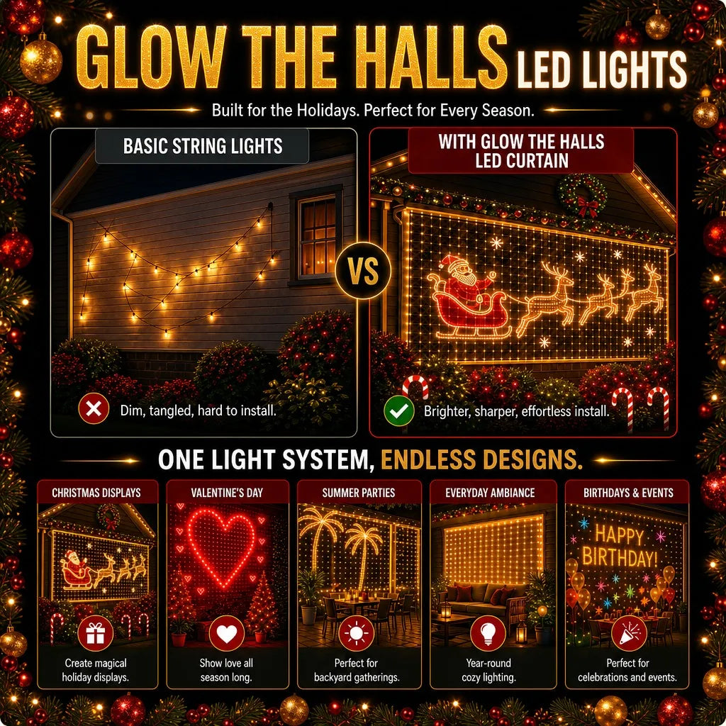 🧱📲Smart RGB LED Curtain Lights|🪟 Your Home. Your Holiday Light Show. All from Your Phone.