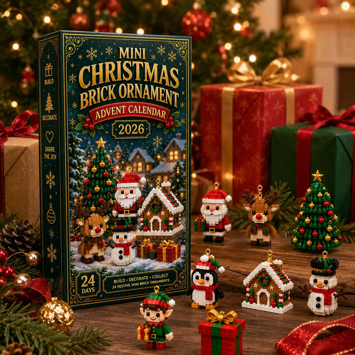 🧱 Last day to save 49% –  ⏳24-Day Mini Christmas Ornament Advent Calendar | 24 unique festive buildable designs with hanging loops—perfect for decorating Christmas trees, wreaths, and holiday displays（upsell）